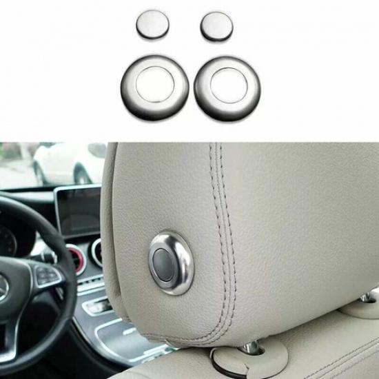 Silver Aluminum Seat Headrest Adjust Button Ring Trim 2016- For Benz GLE GLS