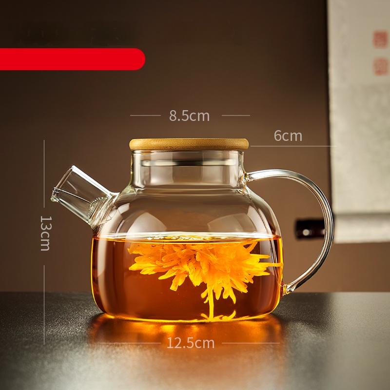 

GIANXI 1800 мл Прозрачный Стеклянный Чайник Дом И Кухня Чайник для Чая Пуэр с Деревянной Крышкой Чайный Набор Чайник Кофейная и Чайная Посуда