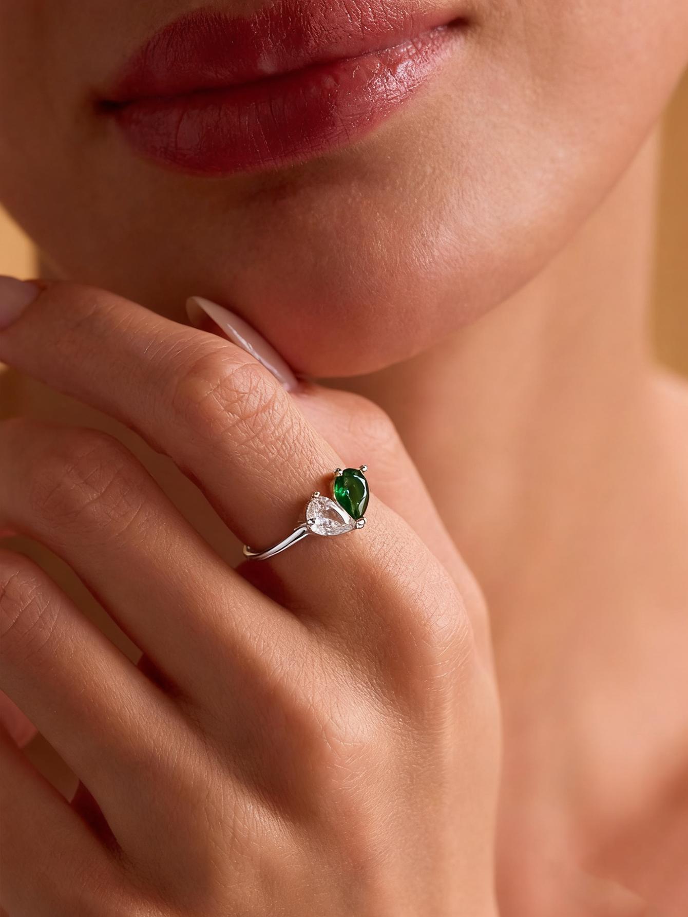 

Custom Heart Birthstone Ring Elegant Women Personalized 2 Birthday Stone Anillos Couples Gold Color Jewelry Mothers Day Gifts 6