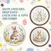 Easter Embroidery Kit for Beginners, DIY Hand Embroidery Set with Bunny Egg Floral Patterns, Including Hoop Thread Needles, Easter Craft Sewing Gift