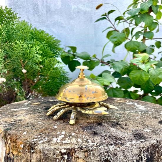 Brass Crab Table Bell Nautical Coastal Desk Decor