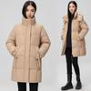 Winter Women's Down Jacket with Hood and Thick Ribbon Long Knee-length Casual Cotton Jacket