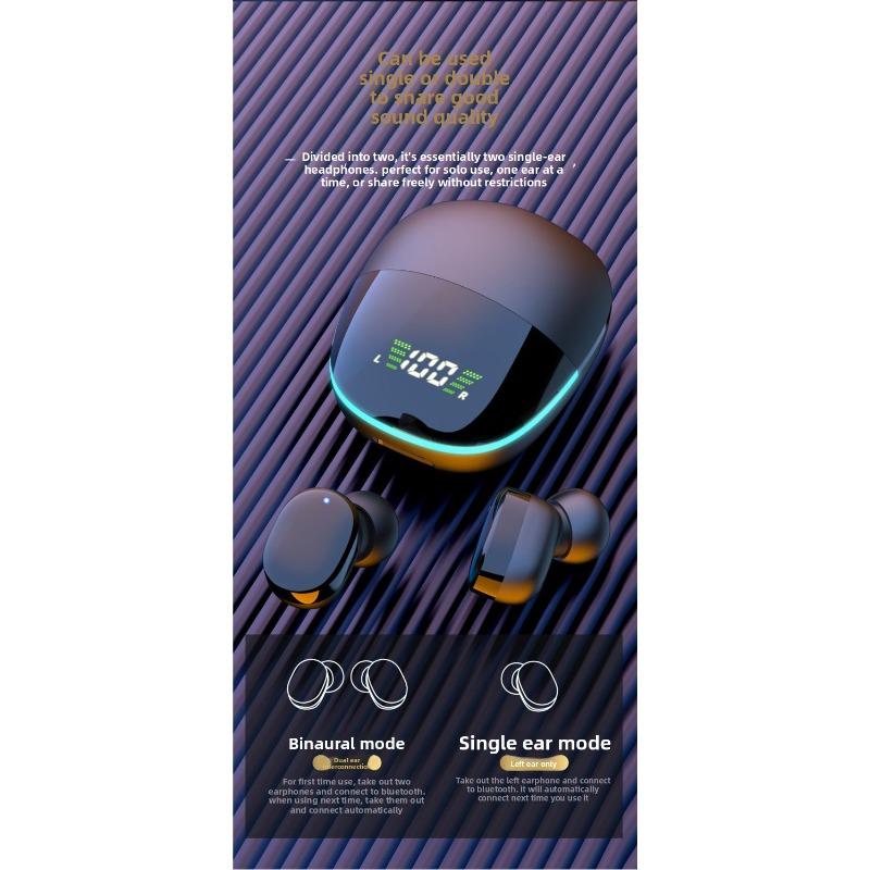 Echte kabellose In-Ear Bluetooth-Kopfhörer Bunte Atmende Lichter Digitales Display Sportkopfhörer