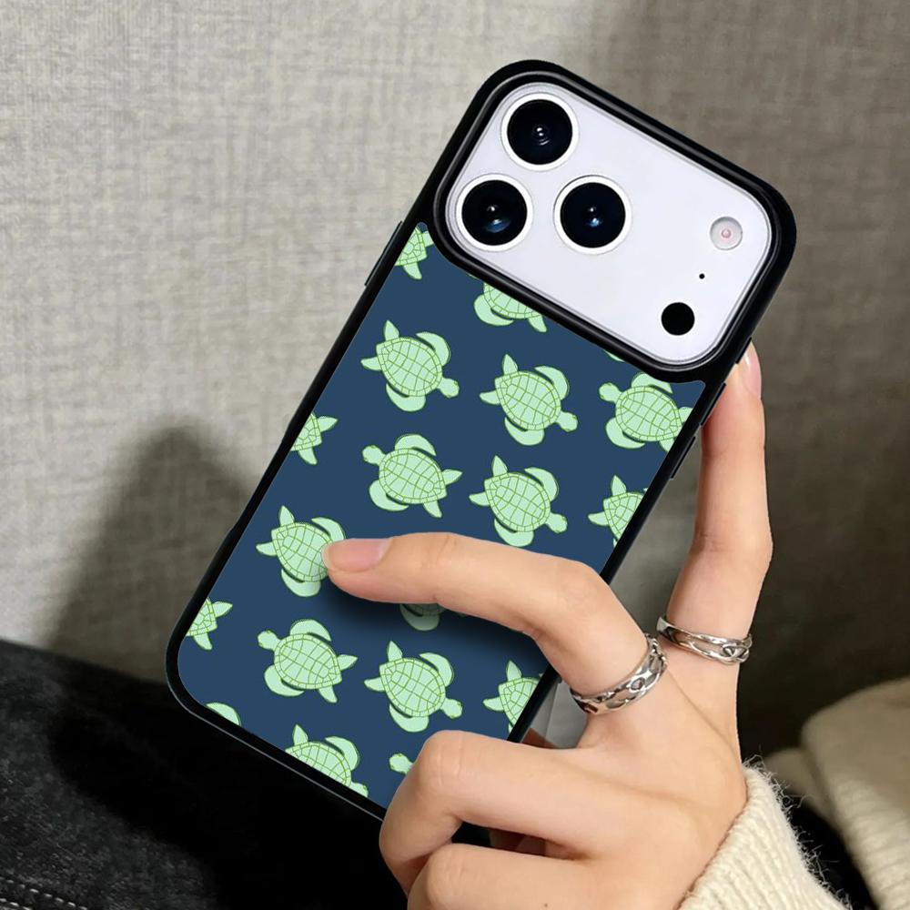 Capa Case for iPhone 17 Air 16 Pro Max 15 Plus 11 13 Mini 14 12 Back Phone Cover Cute Turtles Painted