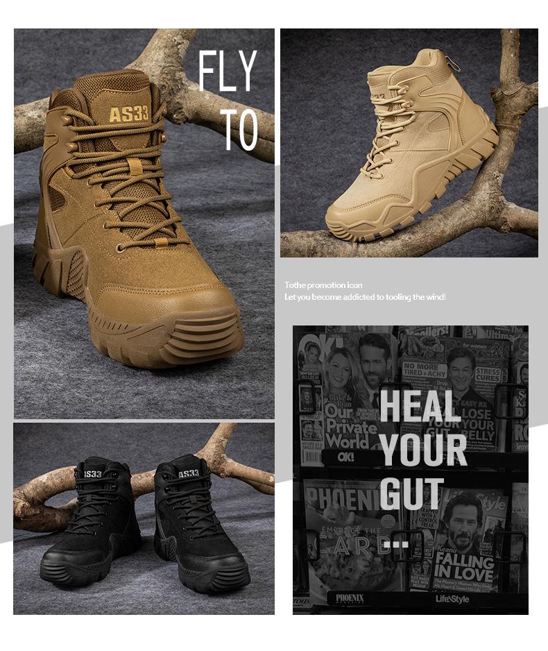 Men's Mid-Calf Tactical Combat Boots for Outdoor Hiking and Mountaineering - Anti-Kick Protection