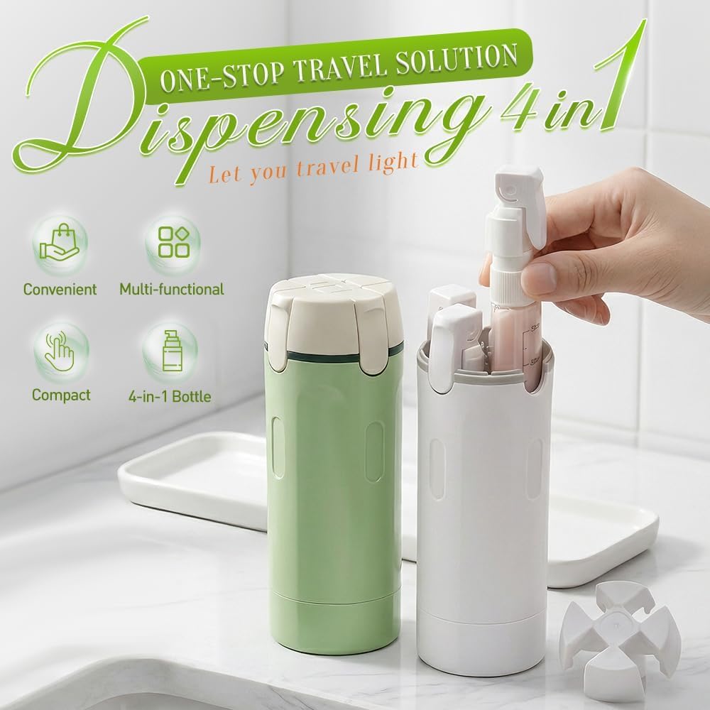 4 In 1 Squeeze Leak Proof Dispenser Bottles for Toiletries with Scale and Label for Shampoo Lotion Shower Gel, Suitable for Travel, Camping and Gym