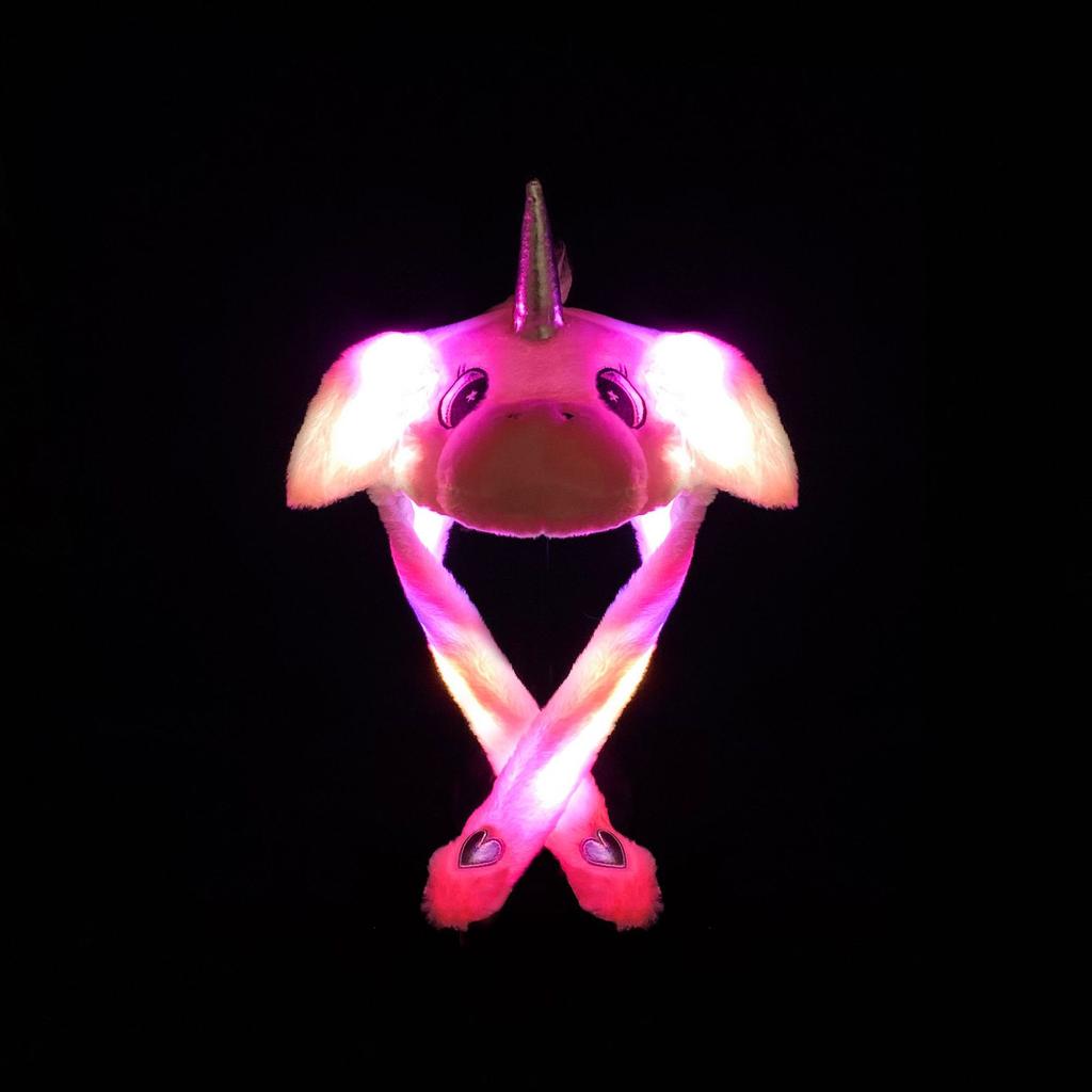 Non-Toxic Jumping Rabbit Hat Plush Ear Funny Glowing Ear Moving Bunny Hat Cosplay Halloween Christmas Party Hat 5-18 Years And Adult