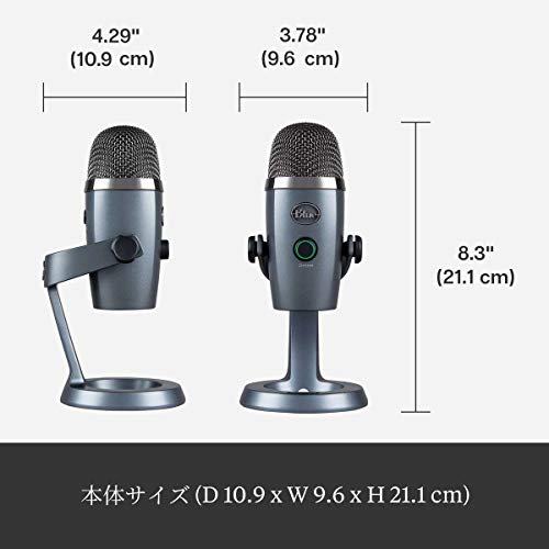 Logitech G Blue Yeti Nano BM300SG USB Gaming Microphone, Condenser Microphone for Mac, PS5, PS4, and PC, Shadow Gray, Gaming, Live Streaming, 2-Year W