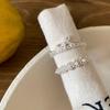 Light Luxury Zircon Bow Flower Pearl Opening Ring Women's Fashion Simple Index Finger Ring Niche High-end Ring