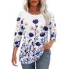 Women's Casual Round Neck Loose Three-Quarter Sleeve Top Blouse