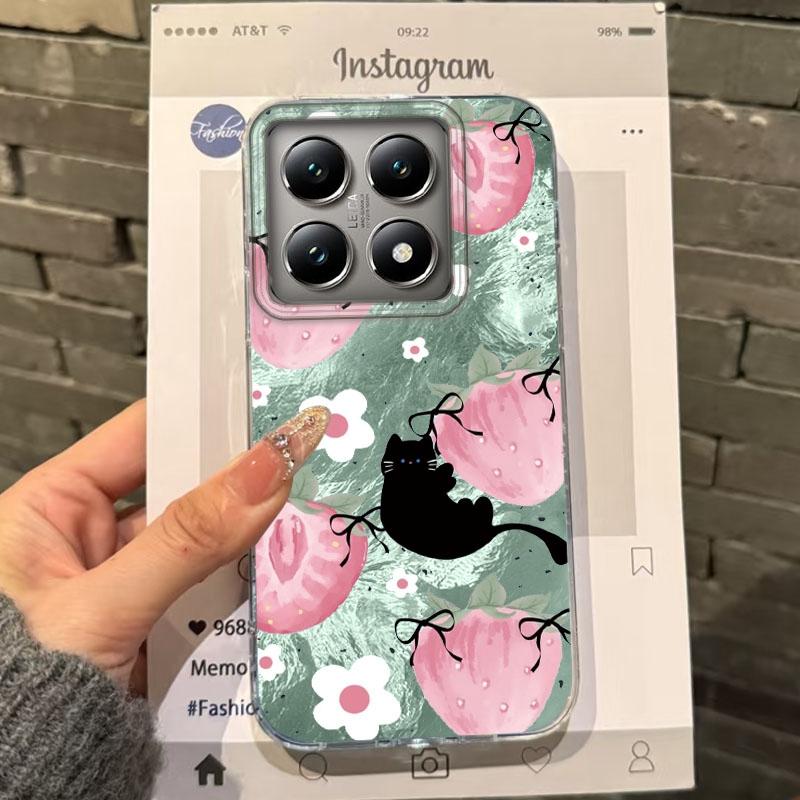 Cute Fruit Cherry Butterfly Girls Women Phone Case For Xiaomi 14T 13T Pro 14Tpro 11 Lite 5G NE Shockproof Bumper Fundas Cover