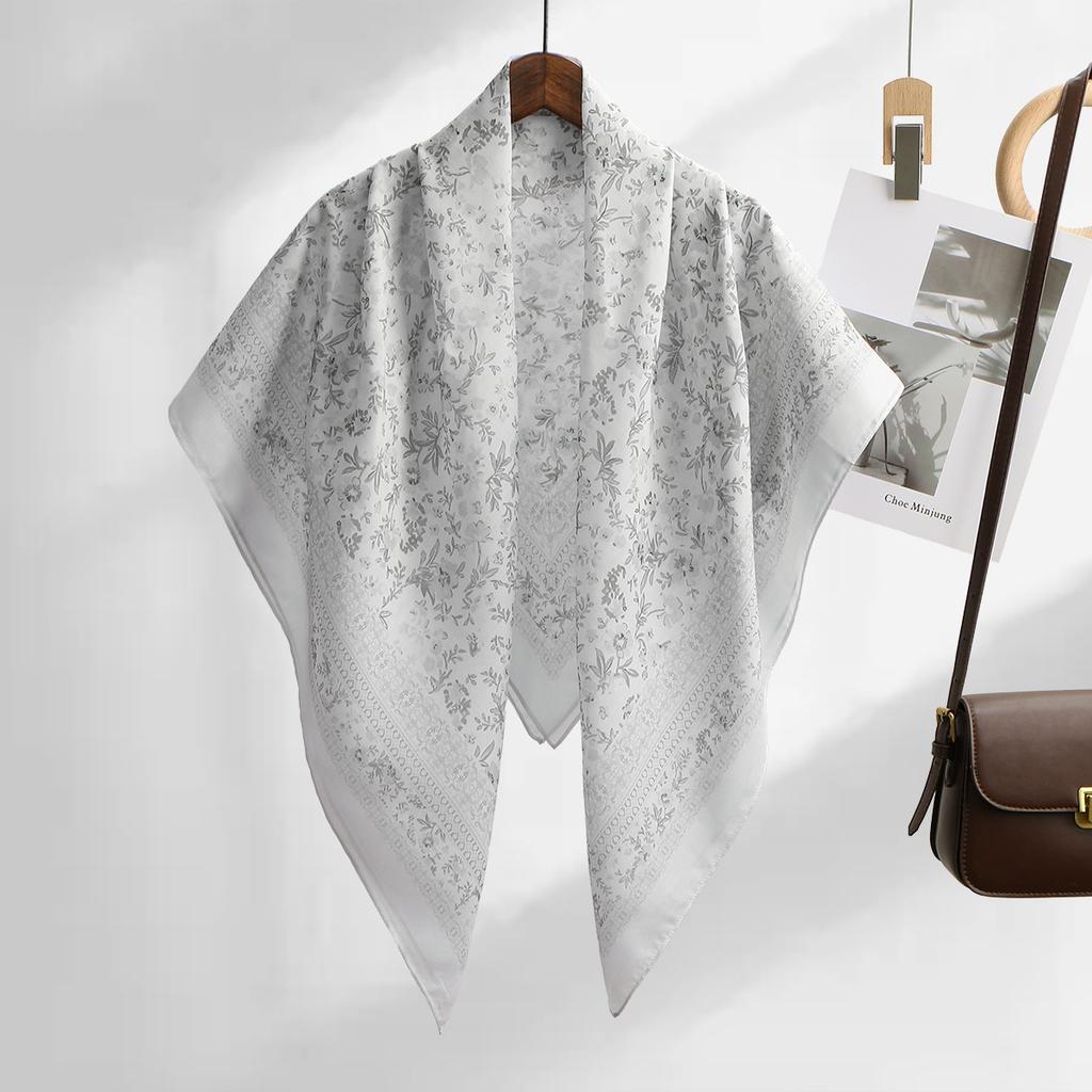 Blumenmuster Wellen Viskose Quadratisches Tuch Muslimische Hijabs Baumwoll Kopftuch Damenmode Malaysia Taschentuch Foulard 110*110cm