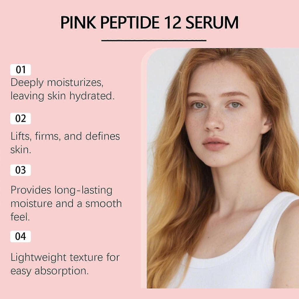 Pink Peptide 12 PDRN Serum - 12 Peptides + Niacinamide for Hydrating, Firming & Glowing Skin - 30ml