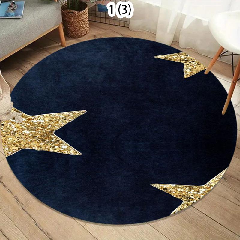 

Vintage Star Carpet Mat Rug Home Decoration Living Room Floor Rug Silver Gold Sparkle Pattern Retro Style Indoor Area Rug 80cm x 80cm