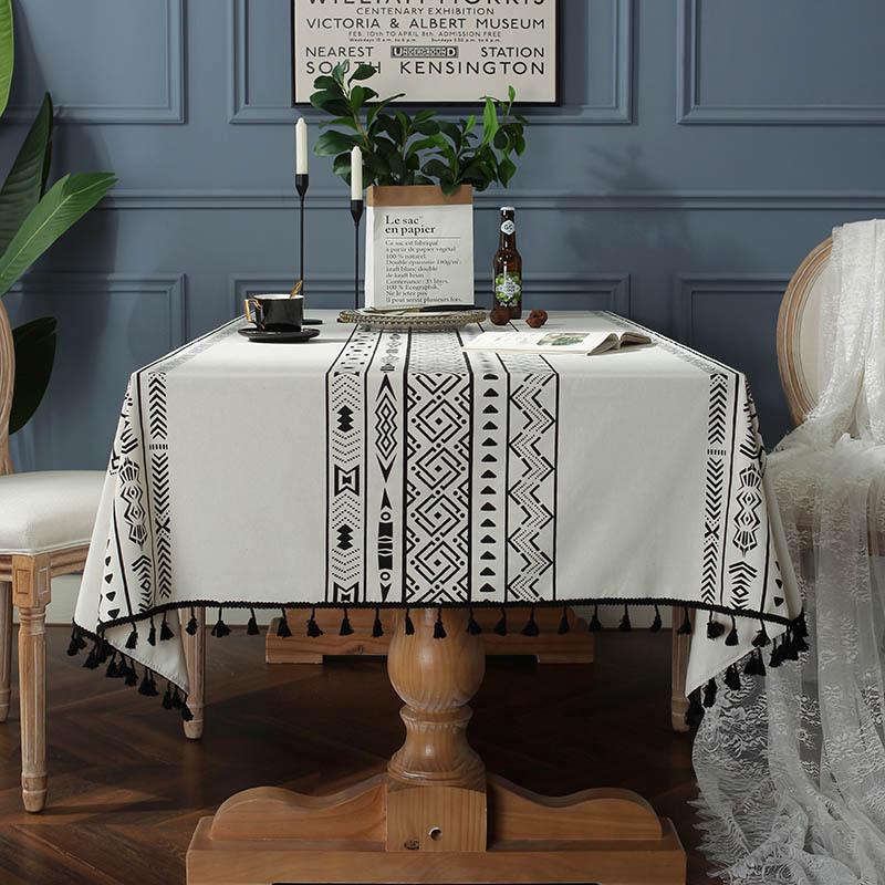 Cloth Dad Explosion Retro Orchid Cotton And Linen Fringed Rectangular Dining Table Tablecloth Coffee Table Tablecloth