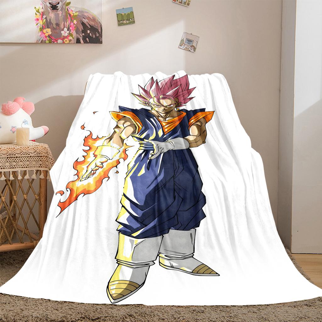 1PC Son Goku Print Flannel Blanket, High quality All Seasons, Home Decor, Warmth and Comfort, Perfect for Christmas Gifts