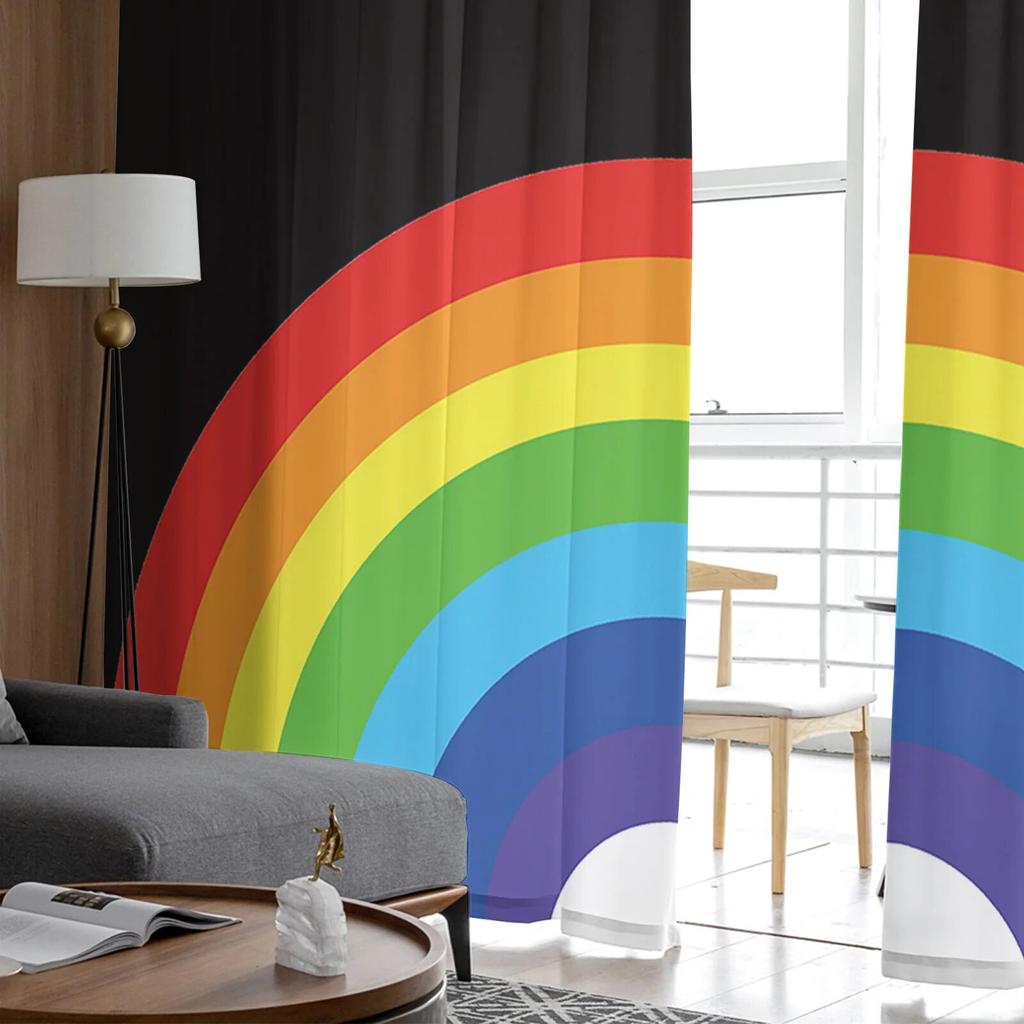 Lustige Regenbogen Schwarze Tüllgardinen Wohnzimmer Küche Chiffongardine Schlafzimmer Balkon Transparente Gardine Mode Heimdeko