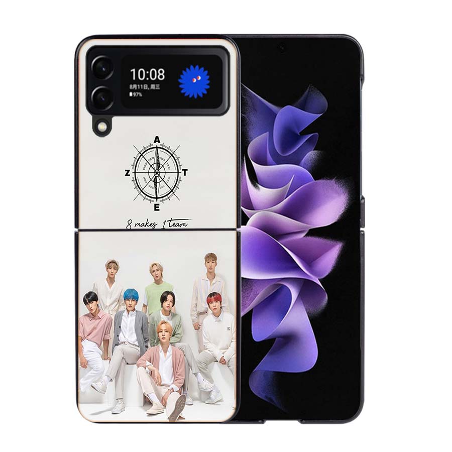 K-KPOP A-ATEEZ Coque Case For Samsung Galaxy Z Flip 7 6 Flip4 Flip5 Zflip3 Black Hard PC Phone Shell Protective Cover