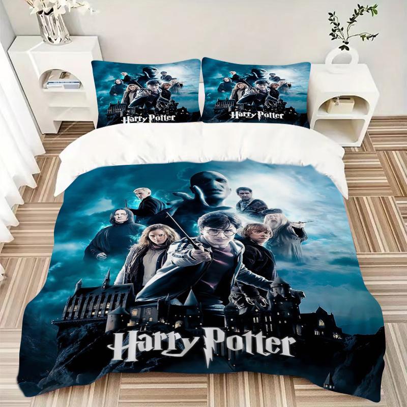 3pcs Harry Potter and His Friends Bedding Set, Including 1 Quilt Cover and 2 Pillow Shams, Without Filling, Soft and Comfortable Home Bedroo