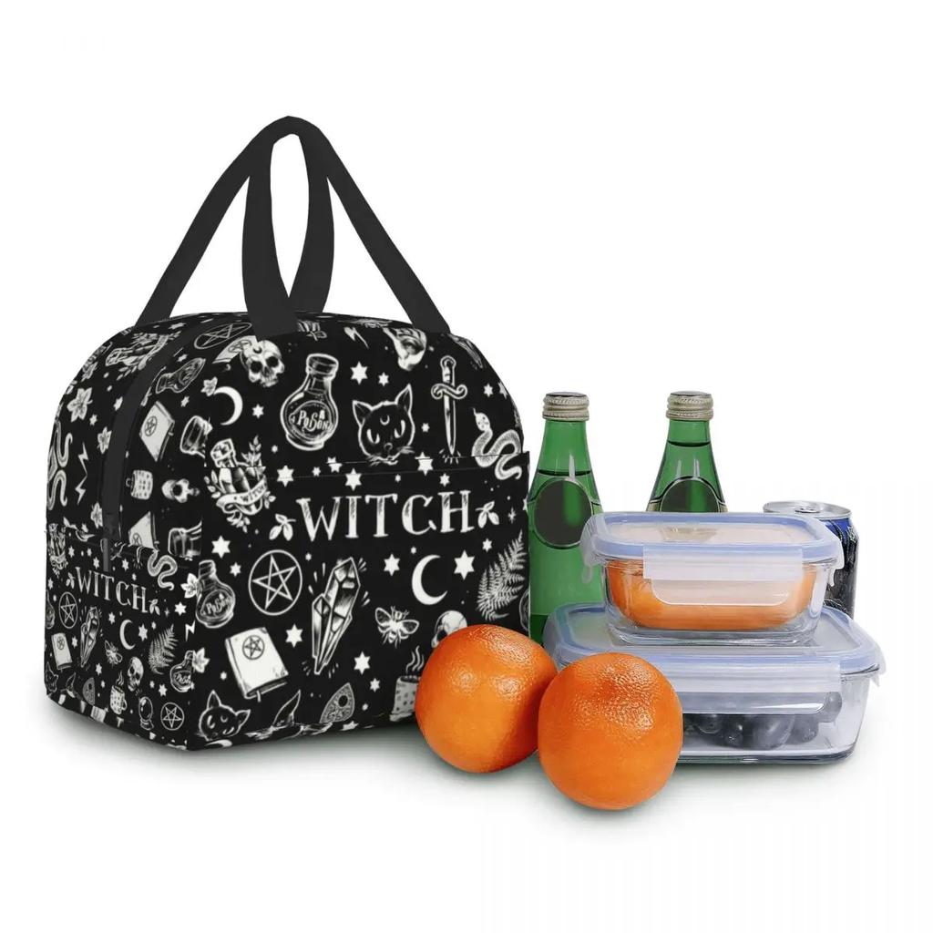 Lunchtasche für Arbeit Schule Halloween Katze Totenkopf Wasserdichte Kühltasche Thermische Lunchbox Frauen Kinder Picknicktaschen