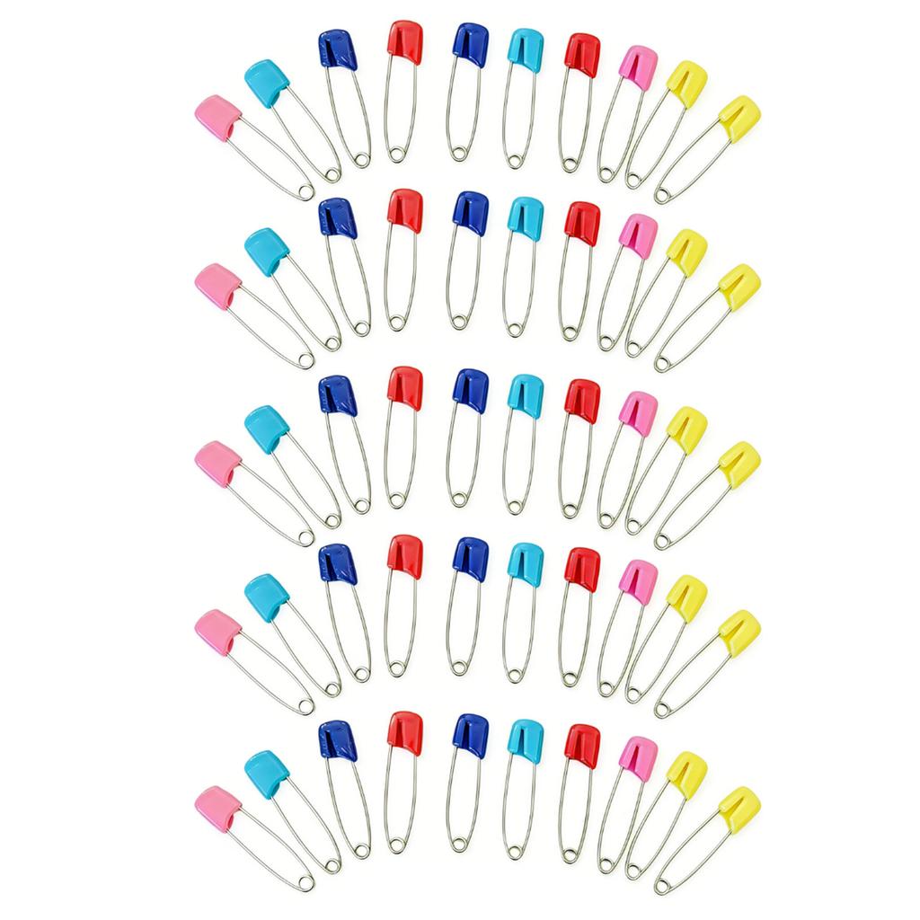 50 Pcs Diaper Pins Stainless Steel Plastic Head Baby Safety Pins Versatile Use for Crafts Laundry Jewelry Making Large