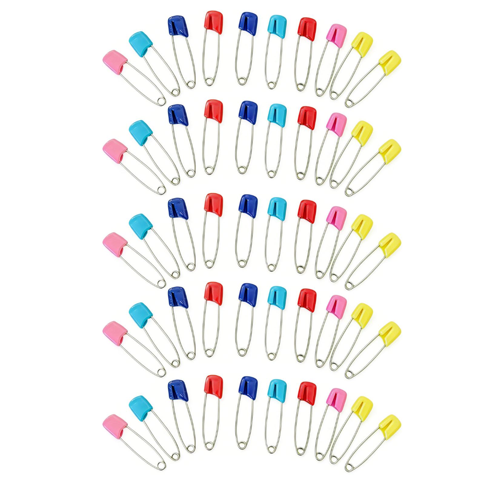 

50 Pcs Diaper Pins Stainless Steel Plastic Head Baby Safety Pins Versatile Use for Crafts Laundry Jewelry Making Large Large Size 2.05 Inch