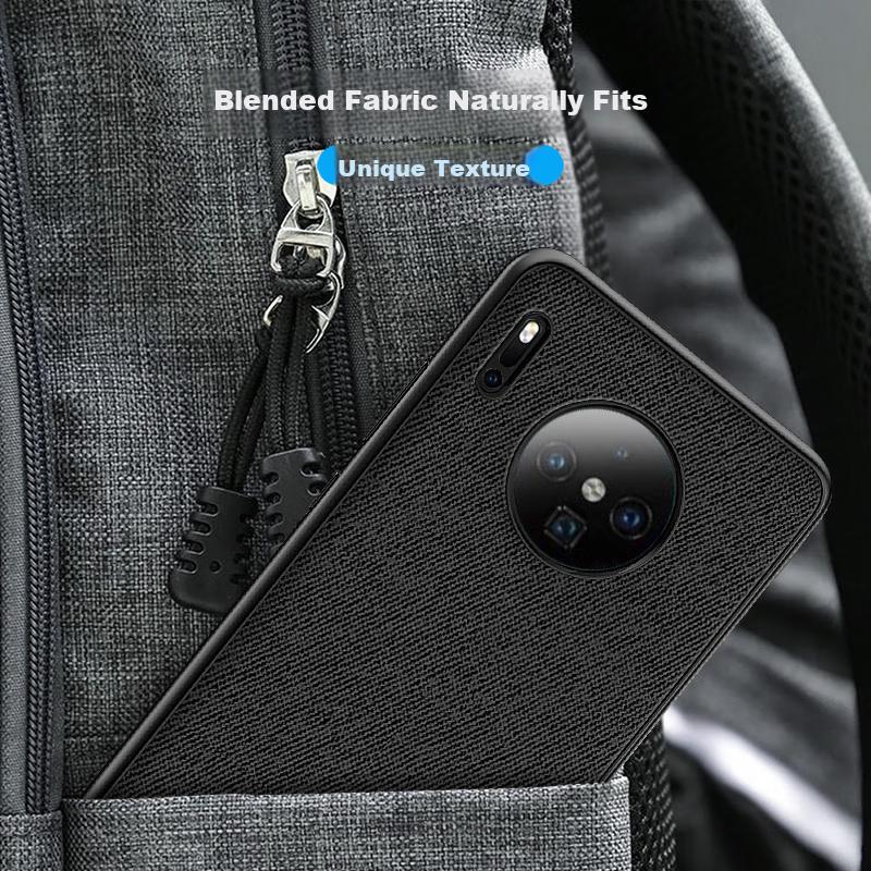 ESCASE Huawei Mate30 Phone Case, Mate30 4G/5G Protective Cover, Creative Full Edge Protection Shockproof Leather Back Case, ES-19 Deep Black