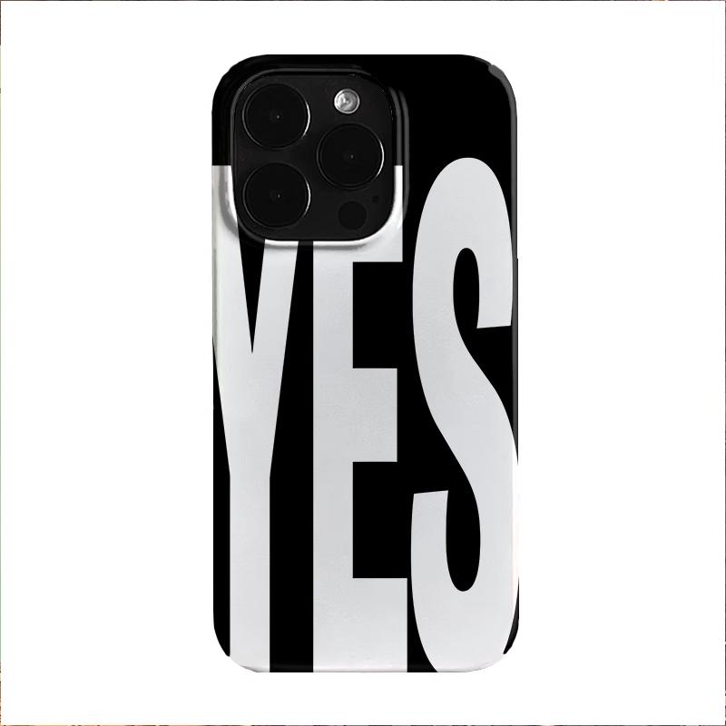 NO And YES Personalized Art Black And White Letters Phone Case For IPhone 16 15 14 13 12 11 Pro Max X XS XR 7 8 Plus Cover Case