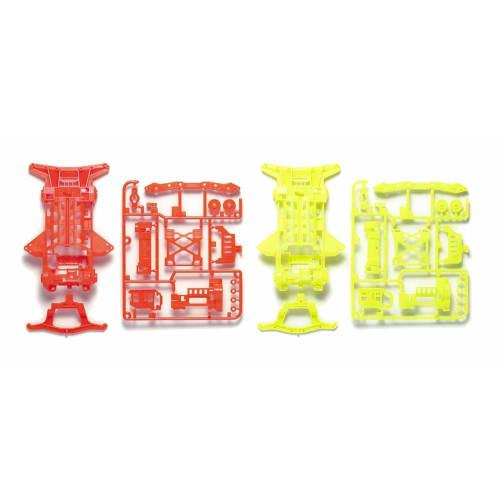 Tamiya Mini 4WD Special Edition Super XX Fluorescent Chassis Set (Orange/Yellow) 95479