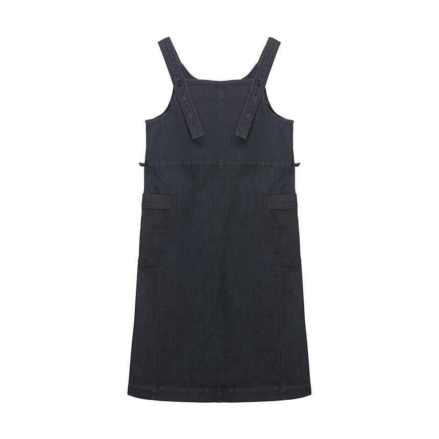 nau W Denim Sweat Suspender Dress Black