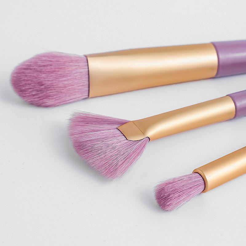 9-Piece Floral Makeup Brush Set: Purple Potato Handle & Soft Corn Silk Fibers