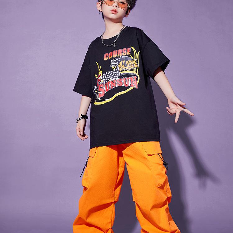 Kids' Street Dance Hip Hop Performance Outfit - Trendy Jazz-Style Costume for Boys & Girls - Cool Summer Streetwear