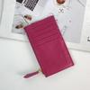 Women's Japanese Korean Style Multi-Card Cowhide ID Holder with Zipper Coin Purse