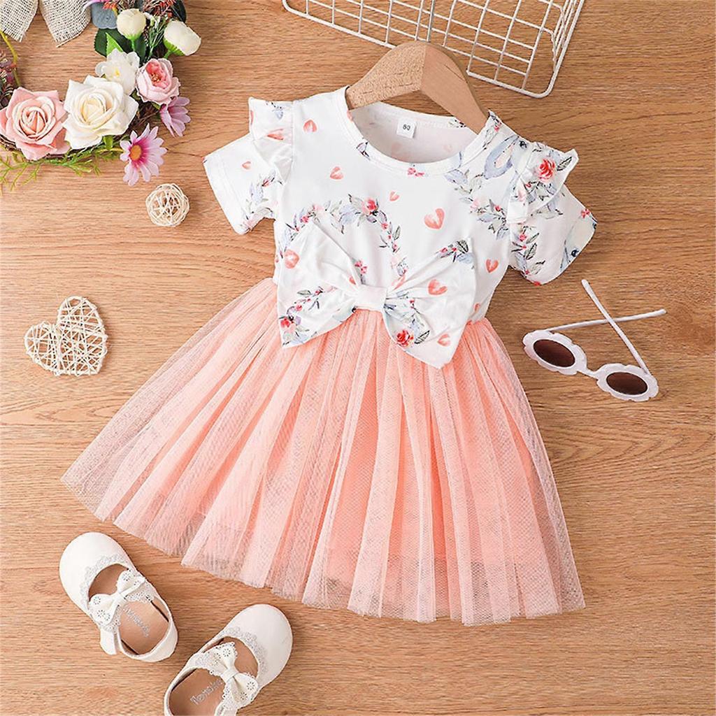 Children Girls Dresses Toddler Summer Tulle Dresses Skirt Long Dresses Baby Girls Spring Dress Summer Floral Print Dress 