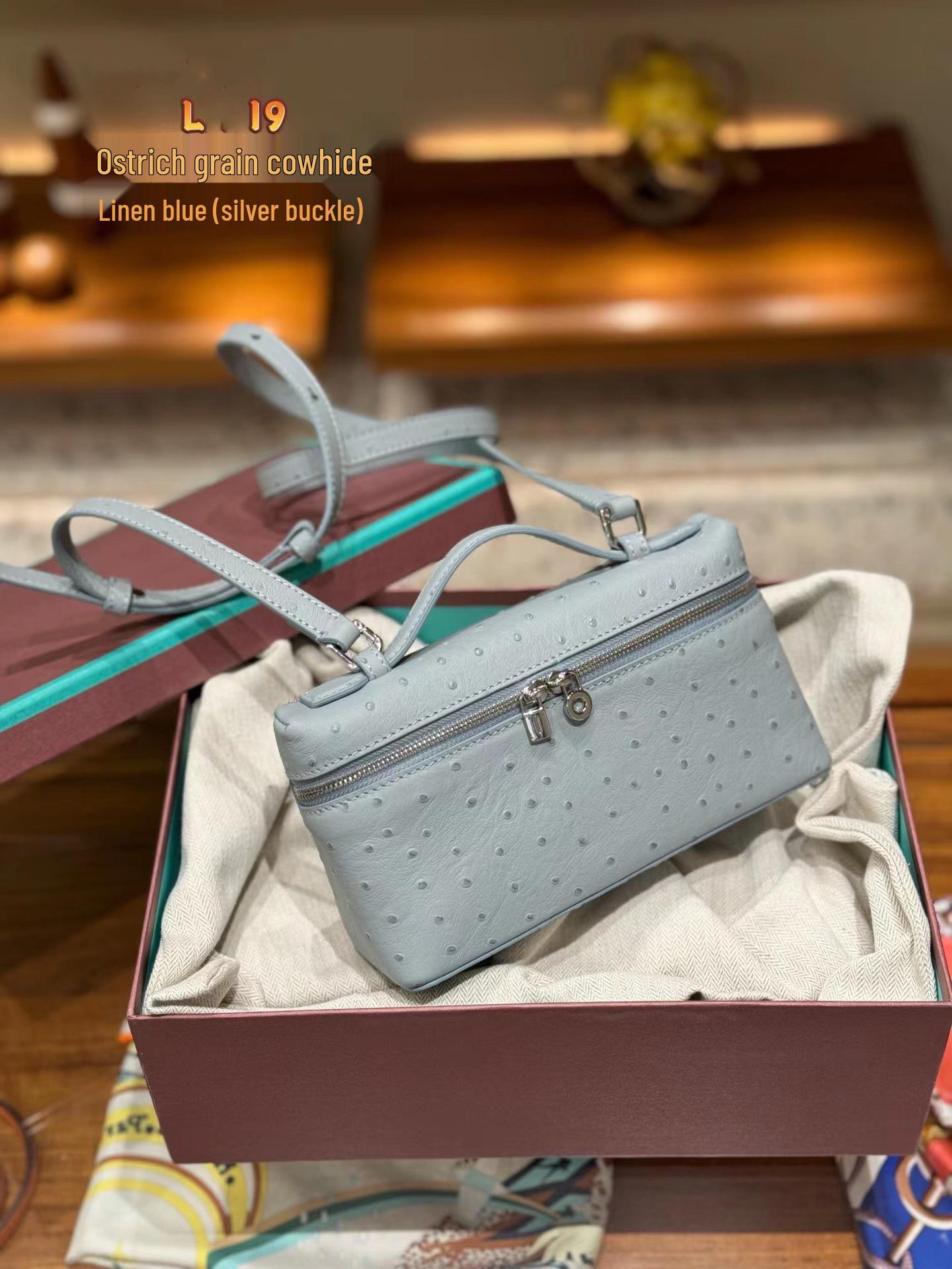 

Genuine Leather Women s Ostrich Pattern Crossbody Bag & Lunch Box Standard Package without Logo