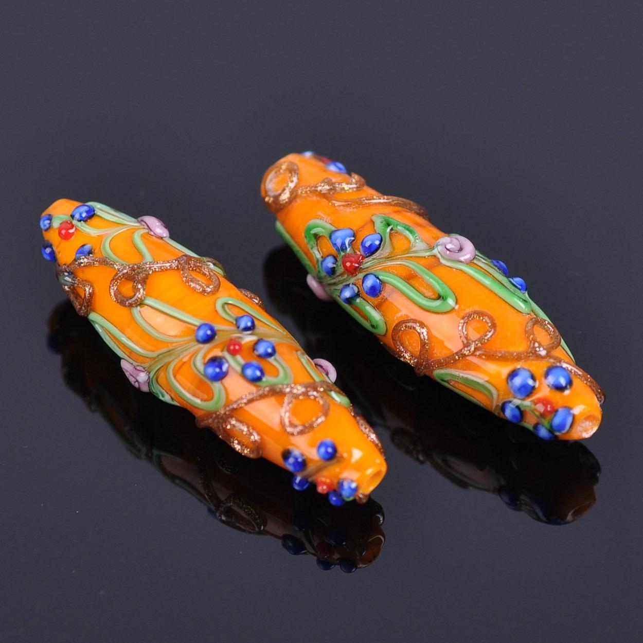 

5 шт. 45x13 мм Большие овальные регби Ручной работы Цветочные Лэмпворк Стеклянные Свободные Бусины для Изготовления Ювелирных Изделий DIY Фурнитура 45x13mm-5pcs