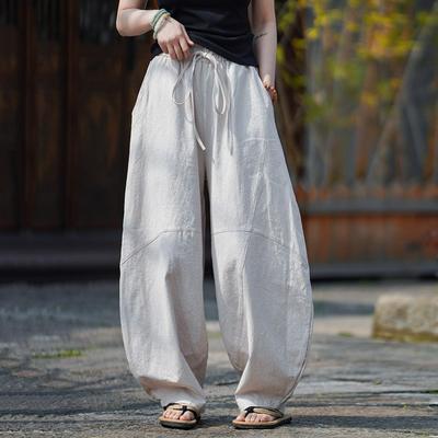 Chinesischer Stil Leinenhose Herren Sommer Dünn Baumwolle und Leinen Weite Hosen Neue Chinesische Retro Herrenhosen Plus Locker Hosen