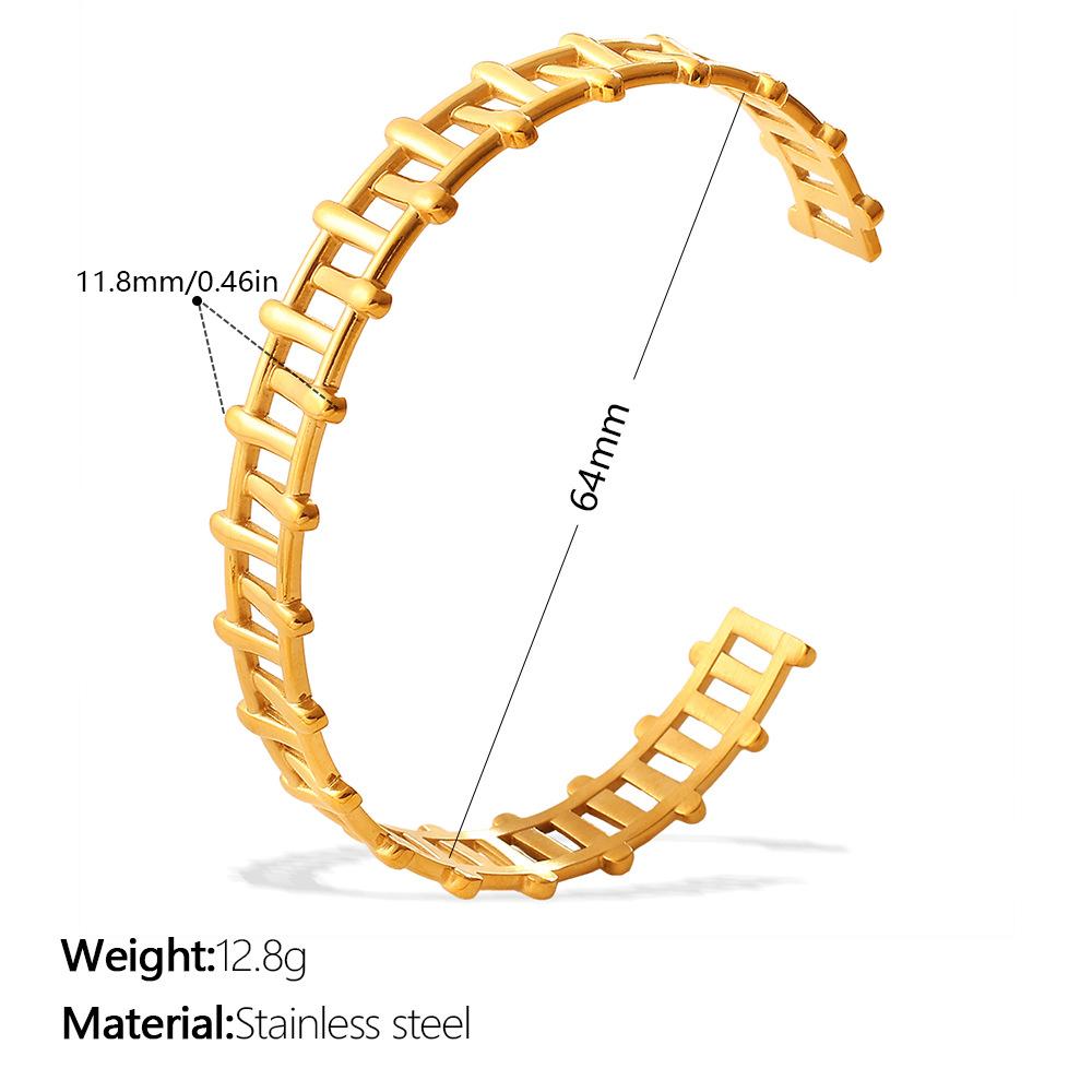 CELES Fashionable Multi Style Gold Bracelet with Woven Texture and Diamond Inlaid Opening Adjustable Bracelet
