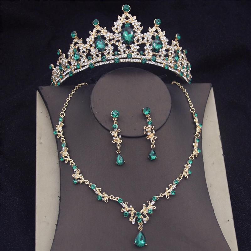 Baroque Quality Fashion Crystal Wedding Bridal Jewelry Sets Women Bride Tiara Crowns Earring Necklace Wedding Jewelry Set