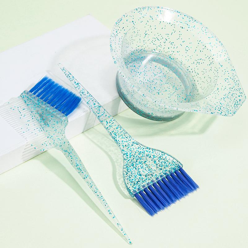 3pcs Hair Coloring Brush Set Shiny Crystal Bowl Brush Easy Clean Mixing Bowl Salon Tinting Brush Hairdressing DIY Accessories