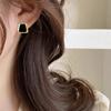 Geometric Black Square Ear Clips, Mosquito Coil Discs, Fashionable Retro Oil Dripping Earrings, Women's Light Luxury Niche High-end Stud Earrings