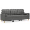 Vidaxl 3-Seater Sofa With Cushions, Dark Grey, 180 Cm, Fabric