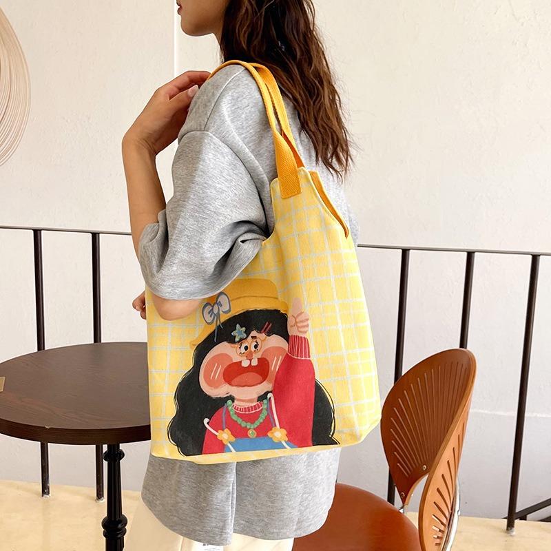 New large-capacity vest bag, commuter canvas bag, women's handheld shoulder bag, summer student tote bag