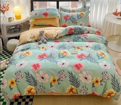 Floral Men Women Bedding Set Soft Flat Sheets + Duvet Quilt Cover + 2pc Pillowcase Flower Bed Linen Twin Queen King Size FB92B