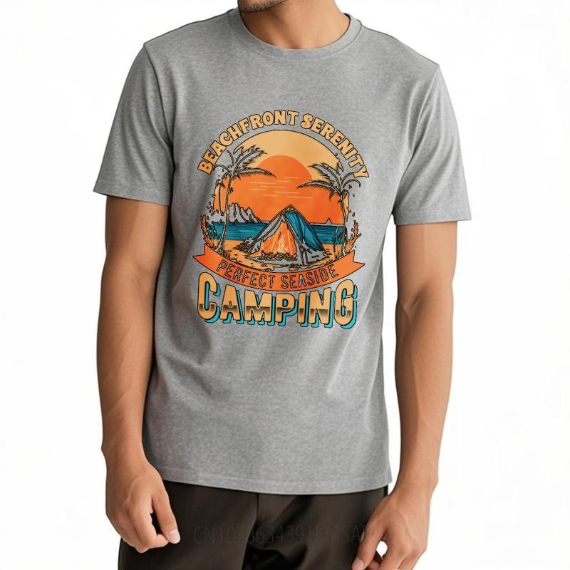 Fashionable Tee Workout Teeshirt O Neck Tshirt Vintage Beachfront Serenity Perfect Seaside Camping Trendy For Her Tshirt