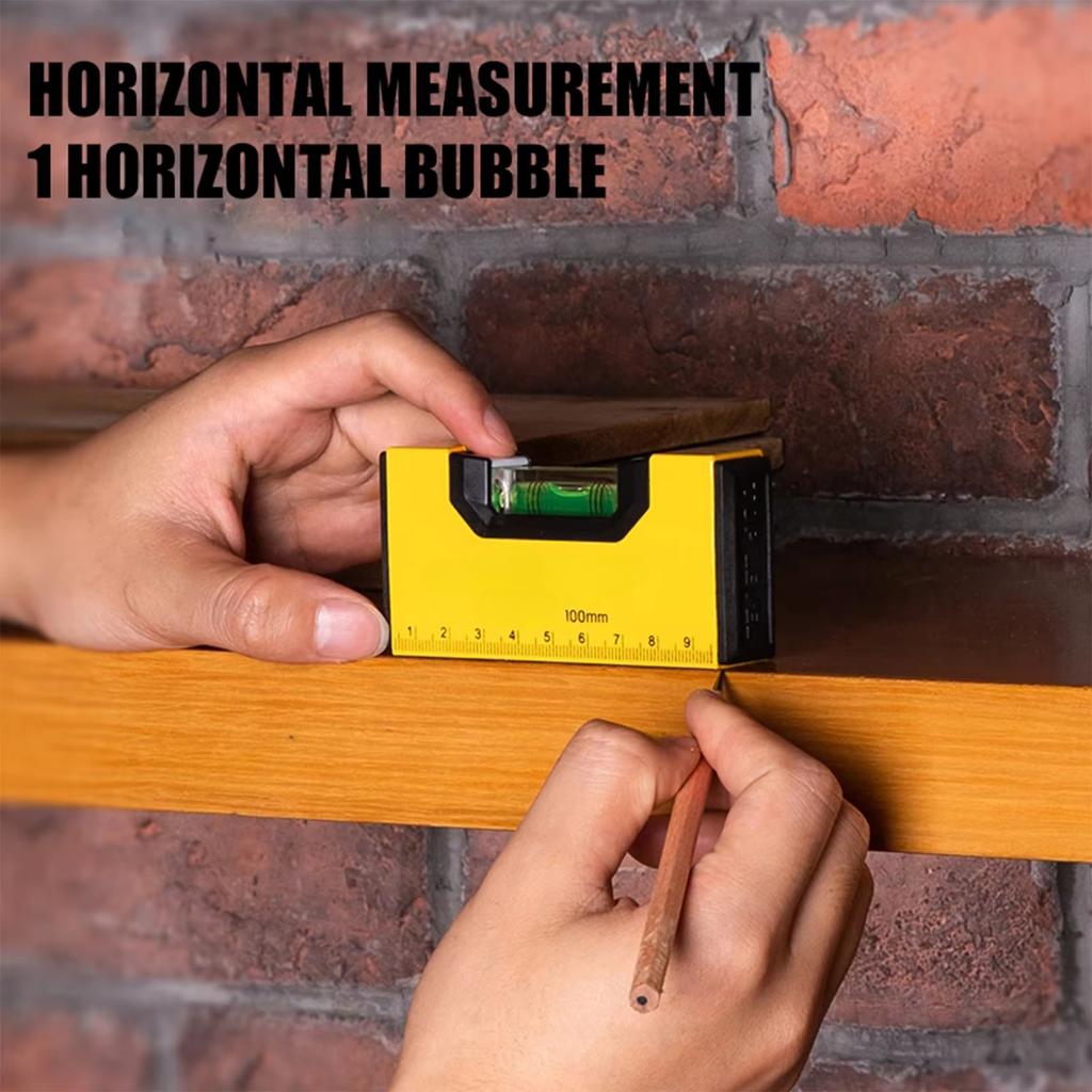 100mm Portable Magnetic Pocket Level High-precision Aluminum Structure Spirit Bubble Level Horizontal Level for Daily Use