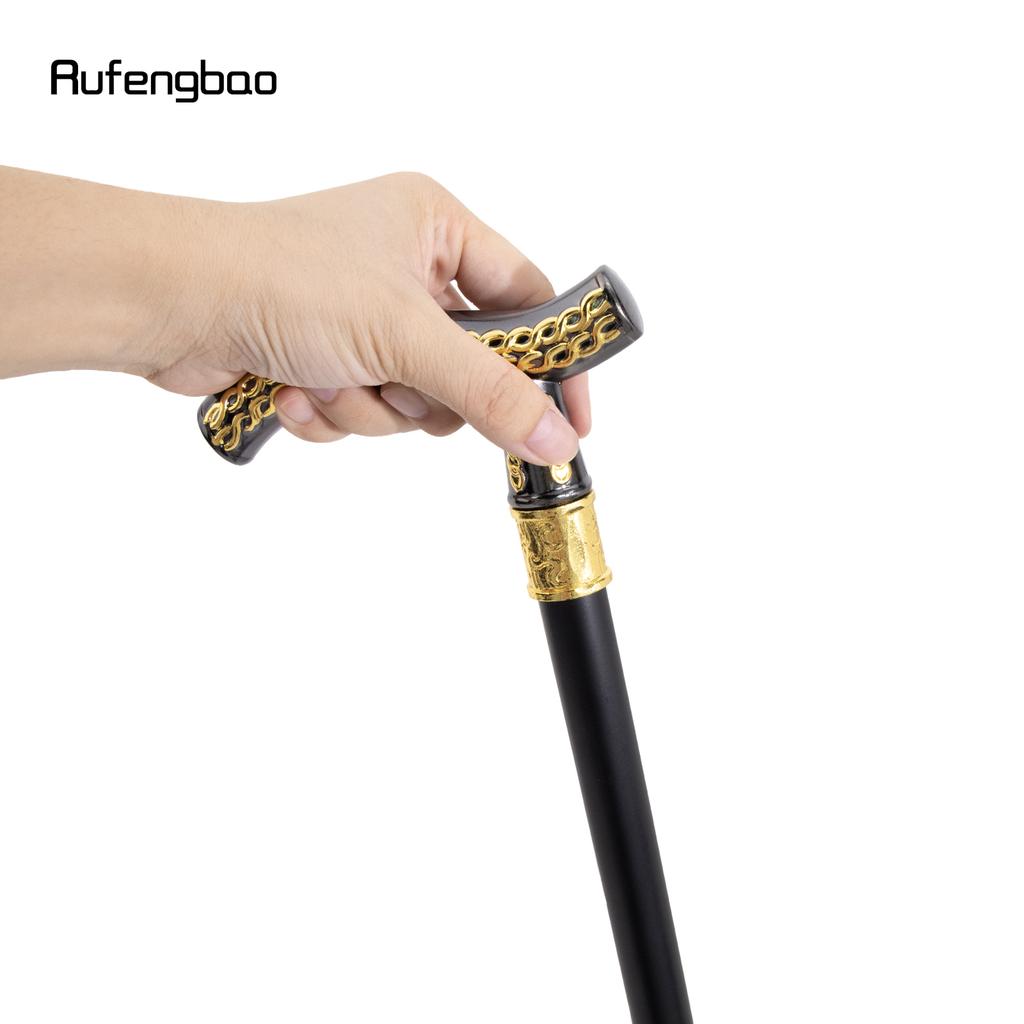 Gelb Schwarze Blume Ähre Luxus Mode Gehstock für Party Dekorative Gehhilfe Elegante Krummstab-Knauf Gehstock 93cm