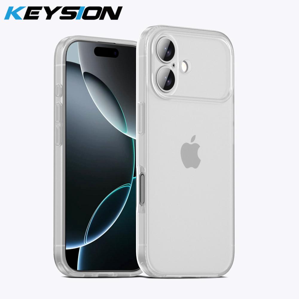

KEYSION Transparent Matte Phone Case for iPhone 17 Translucent Soft Silicone+PC Shockproof Phone Back Cover for iPhone 17 2025 for iPhone 17