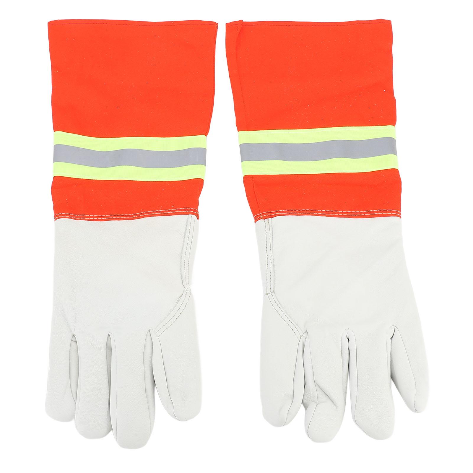 

1 Pair Firefighting Gloves Comfortable Reflective Strip Flame Resistance Firefighter Glove for Rescue Welding Baking