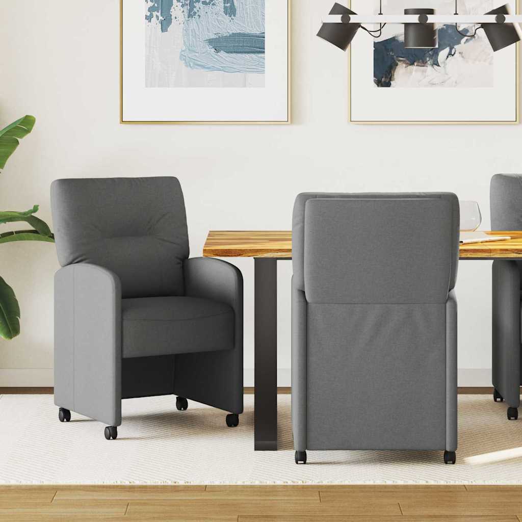 Dining Chairs with Casters 2 pcs Dark Gray 57 x 67 x 95 cm